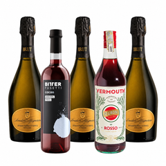 Sbagliato Cocoa Twist Cocktail Mix: Bitter Fusetti Cacao, Negroni Aperitivo Bar Vermouth Rosso and 3 bottles of Asolo Prosecco Superiore