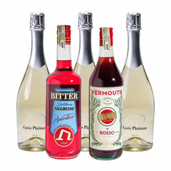 Sbagliato Fresh Cocktail Kit cu Cuvee: Negroni Bitter, Negroni Aperitivo Bar Vermouth Rosso si 3 sticle Cuvee Spumante Platinum Brut